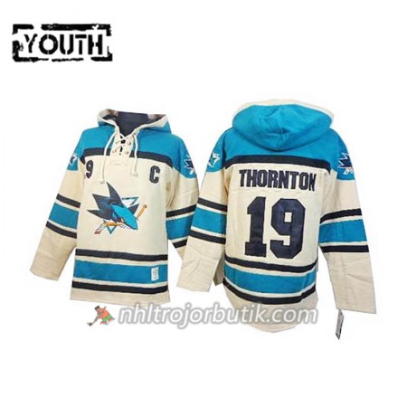 Barn Ishockey San Jose Sharks Joe Thornton 19 Cream Sawyer Hooded Sweatshirt